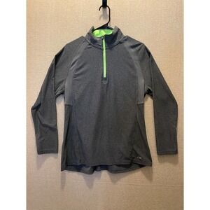 Champion Pullover Women's Large Zip Gray and Green